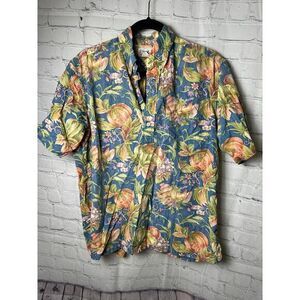 REYN SPOONER Tropical Floral Button-Up Shirt Hawaiian Vacation Wear